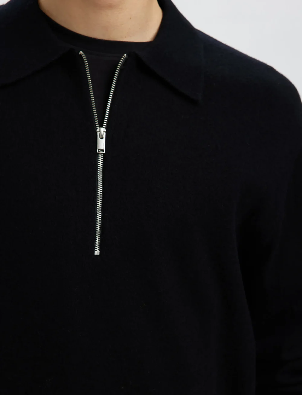 Selected - SLHTRAY MERINO BRUSHED RELAXED ZIP POLO - tõmblukk-kaelusega džemprid - black - 4