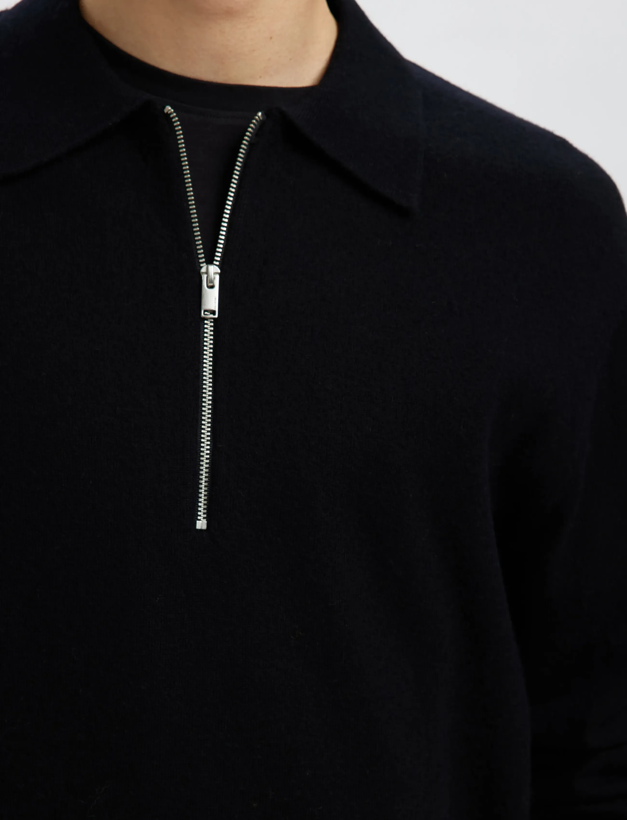 Selected - SLHTRAY MERINO BRUSHED RELAXED ZIP POLO - halfzip strik - black - 4