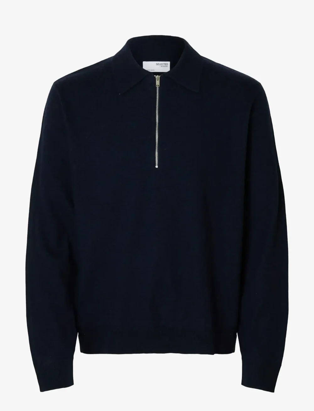 Selected - SLHTRAY MERINO BRUSHED RELAXED ZIP POLO - half zip-tröjor - navy blazer - 1