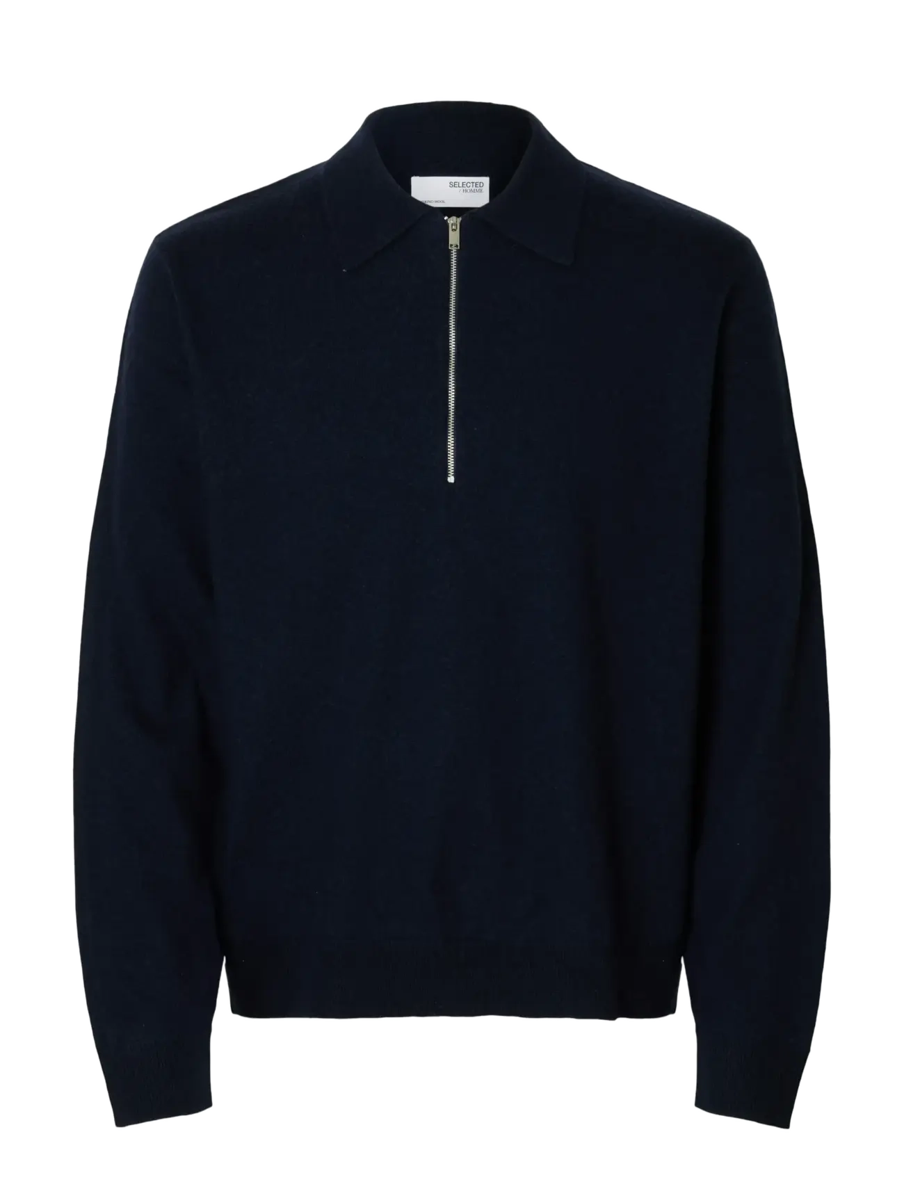 Selected SLHTRAY MERINO BRUSHED RELAXED ZIP POLO - Kleding - NAVY BLAZER / navy