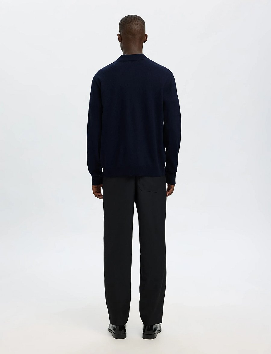 Selected - SLHTRAY MERINO BRUSHED RELAXED ZIP POLO - pullover mit halbem reißverschluss - navy blazer - 2