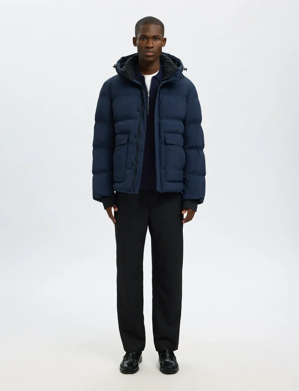 Selected - SLHTRAY MERINO BRUSHED RELAXED ZIP POLO - half zip-tröjor - navy blazer - 5