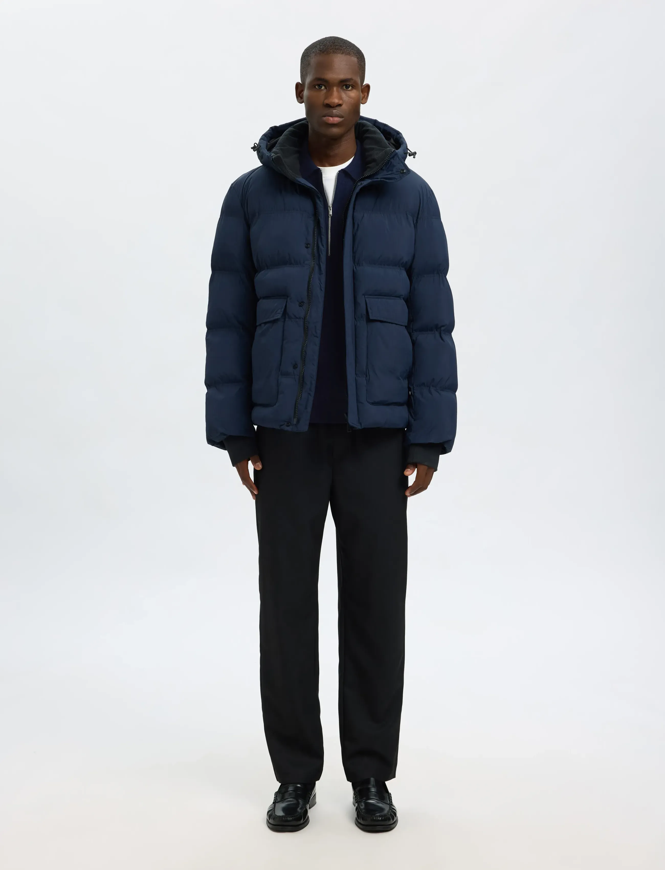 Selected - SLHTRAY MERINO BRUSHED RELAXED ZIP POLO - pullover mit halbem reißverschluss - navy blazer - 5