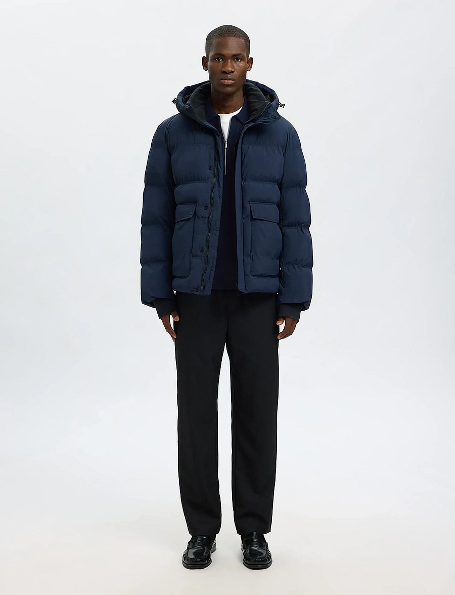 Selected - SLHTRAY MERINO BRUSHED RELAXED ZIP POLO - pullover mit halbem reißverschluss - navy blazer - 5