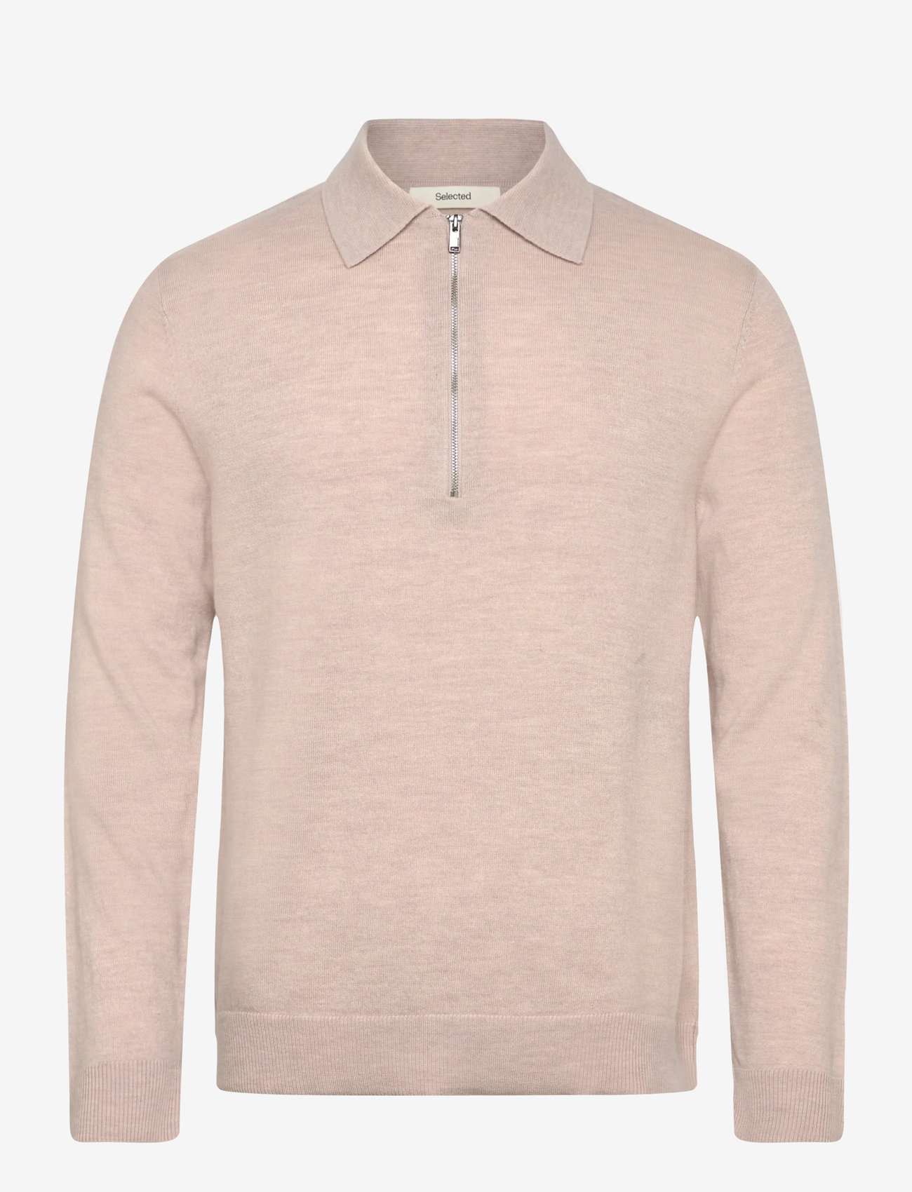 Selected - SLHTRAY MERINO BRUSHED RELAXED ZIP POLO - höstkläder - oatmeal - 0