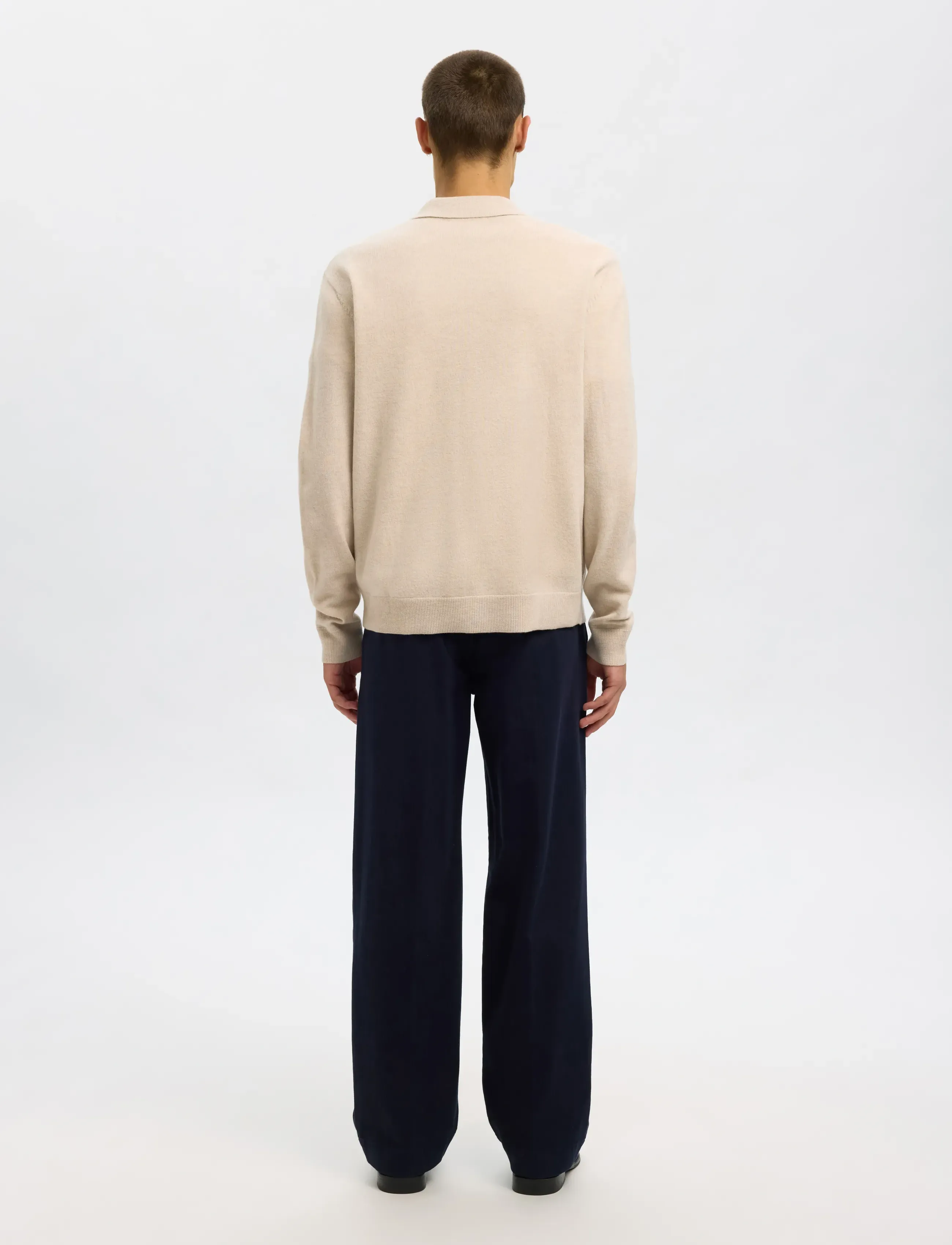 Selected - SLHTRAY MERINO BRUSHED RELAXED ZIP POLO - halfzip strik - oatmeal - 3