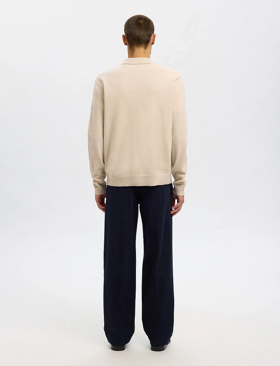 Selected - SLHTRAY MERINO BRUSHED RELAXED ZIP POLO - halfzip strik - oatmeal - 3