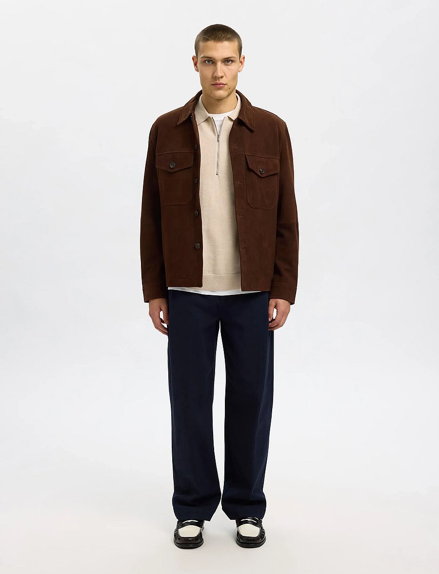 Selected - SLHTRAY MERINO BRUSHED RELAXED ZIP POLO - halfzip strik - oatmeal - 5