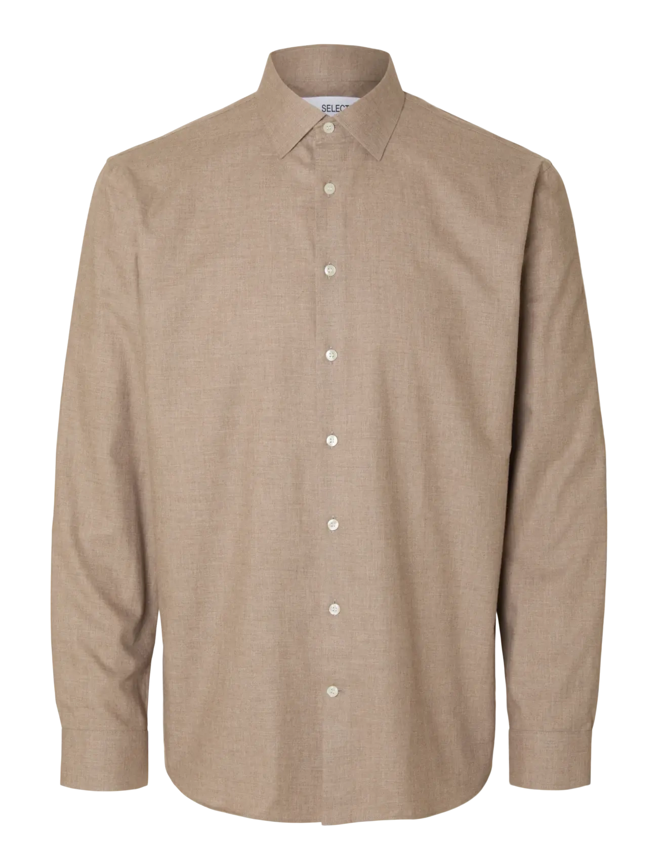 SELECTED Slmreg-Leo Heather Shirt Ls Noos Beige - XL - Herren