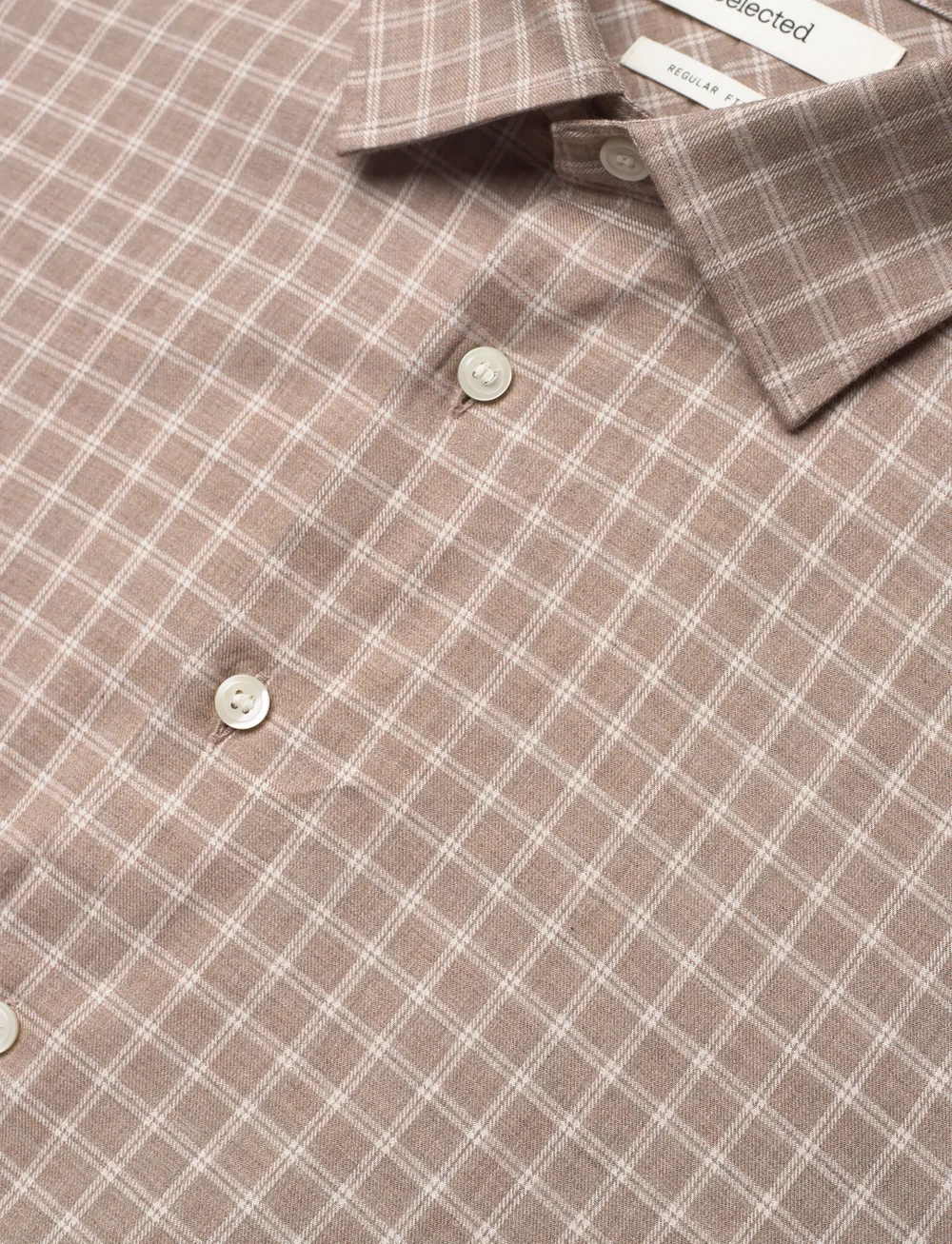 Selected - SLHREG-LEO HEATHER SHIRT LS NOOS - rutede skjorter - sand - 3