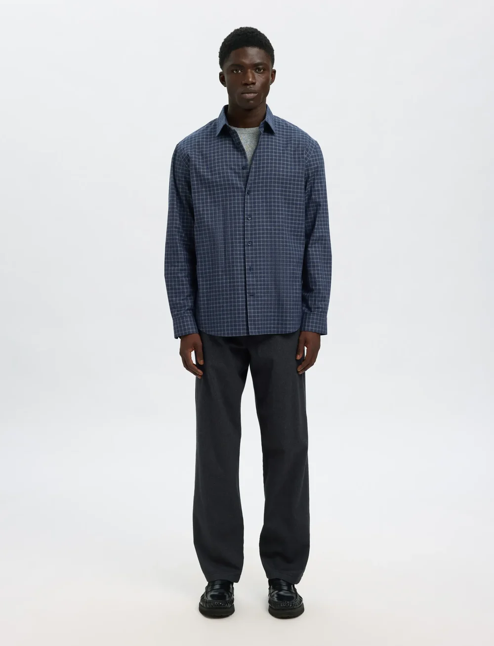 Selected - SLHREG-LEO HEATHER SHIRT LS NOOS - ruudulised särgid - sky captain - 5