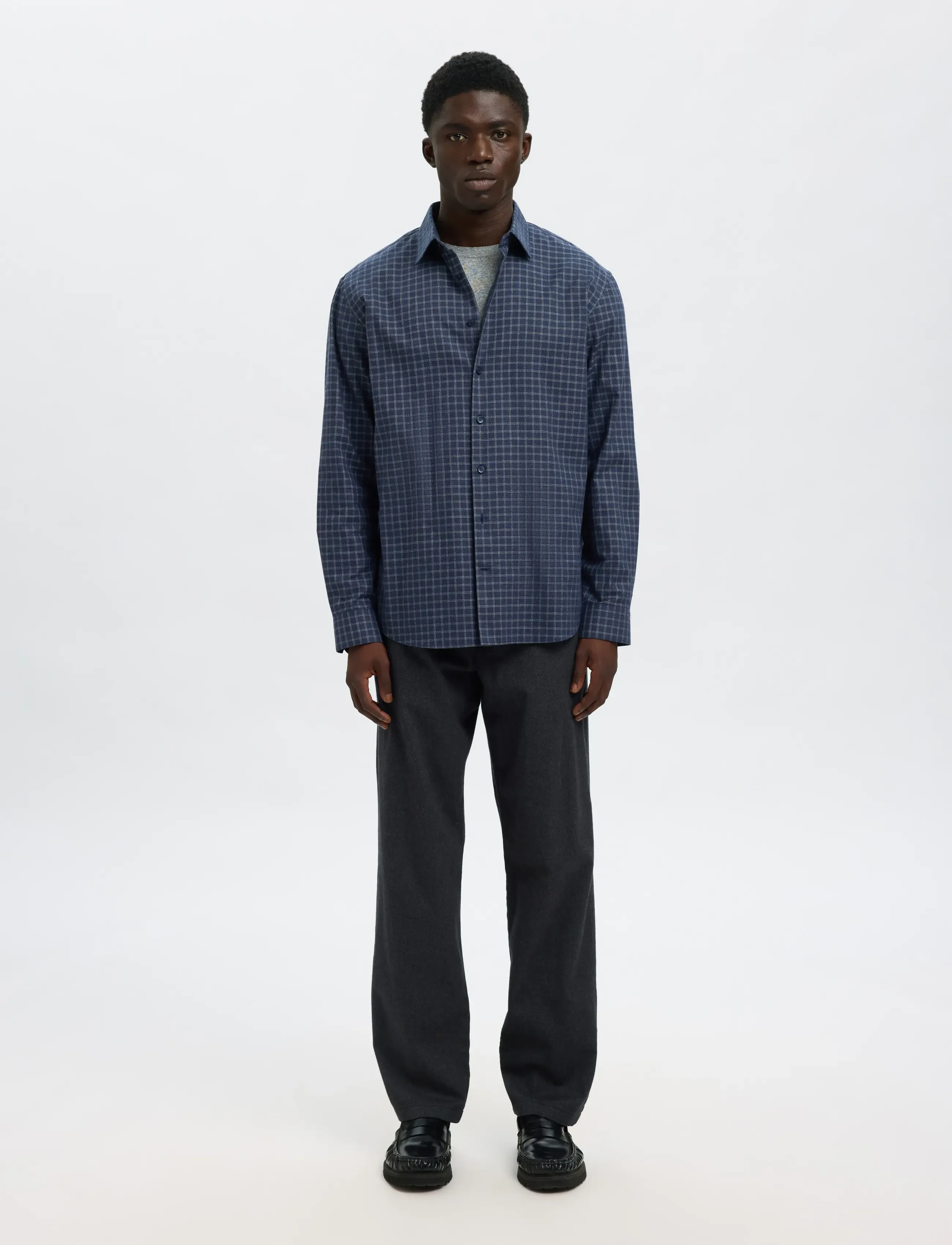 Selected - SLMREG-LEO HEATHER SHIRT LS NOOS - casual skjorter - sky captain - 5