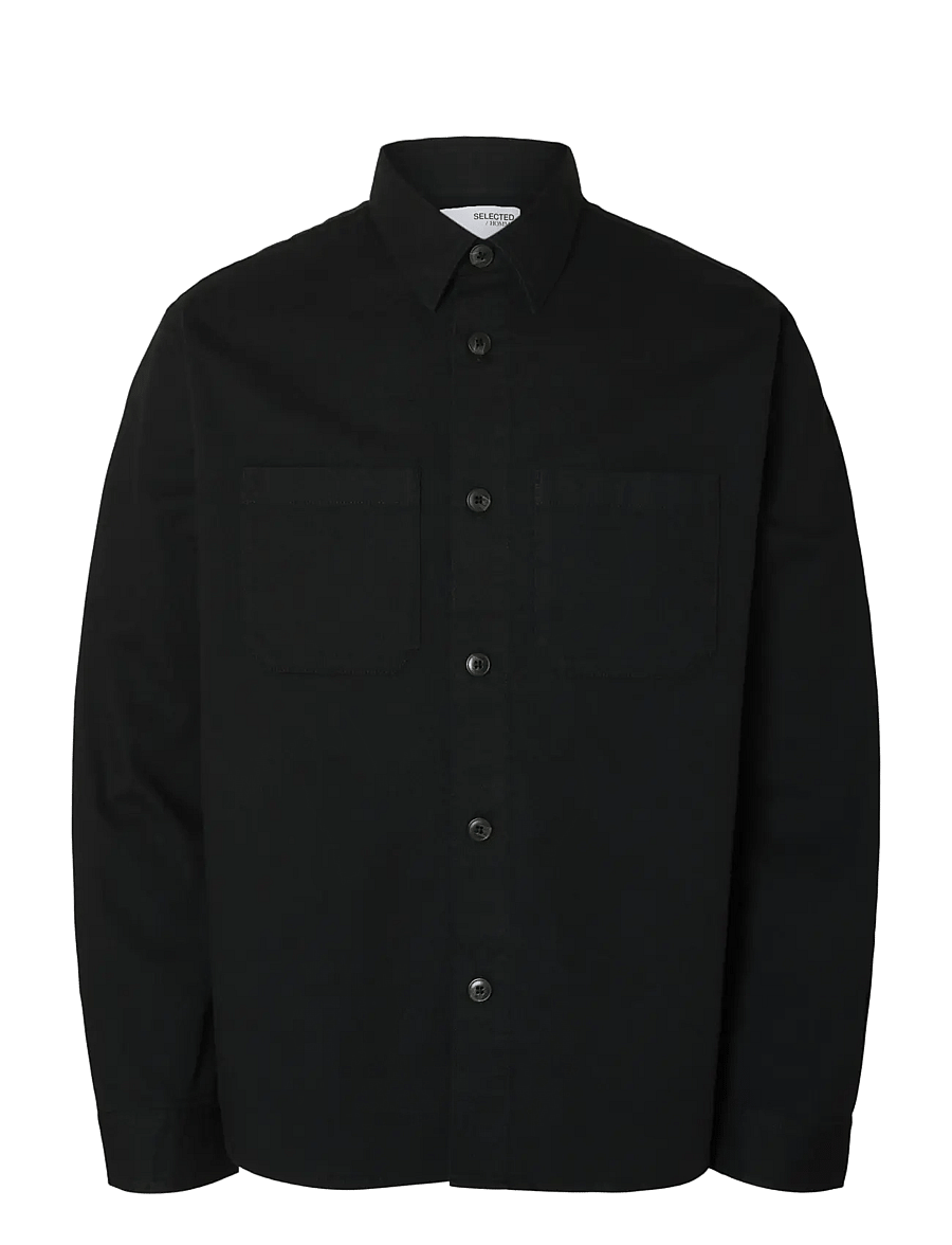 Selected - SLMTRAVIS TWILL OVERSHIRT LS NOOS - osta olukorra järgi - black - 1