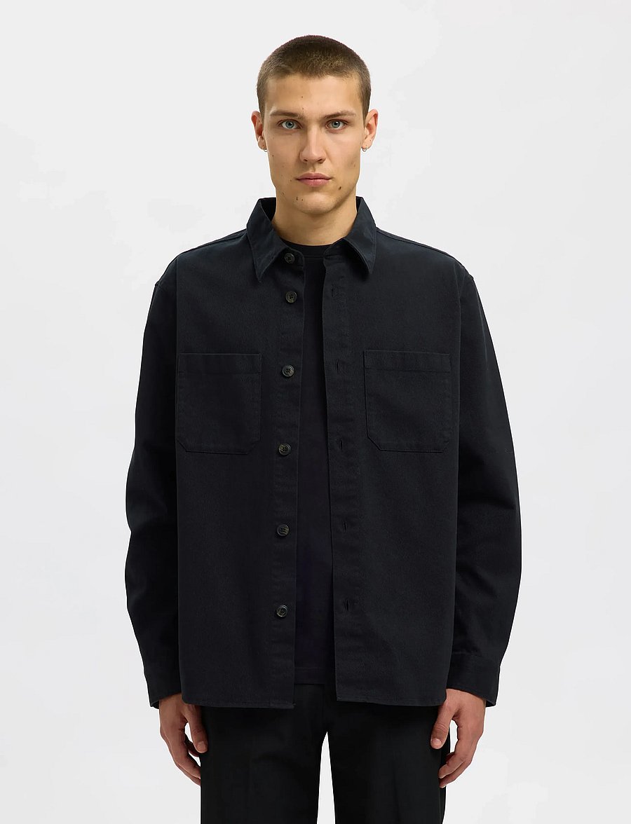 Selected - SLMTRAVIS TWILL OVERSHIRT LS NOOS - osta olukorra järgi - black - 0