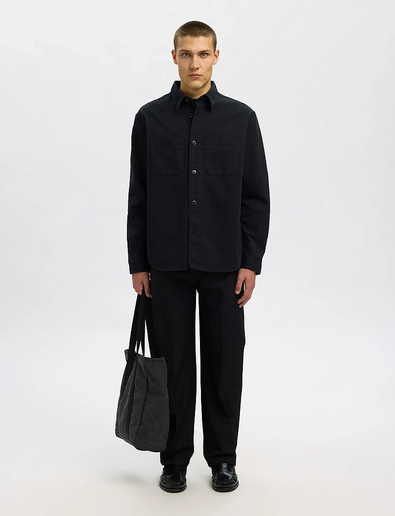 Selected - SLHTRAVIS TWILL OVERSHIRT LS NOOS - kollektionen - black - 5