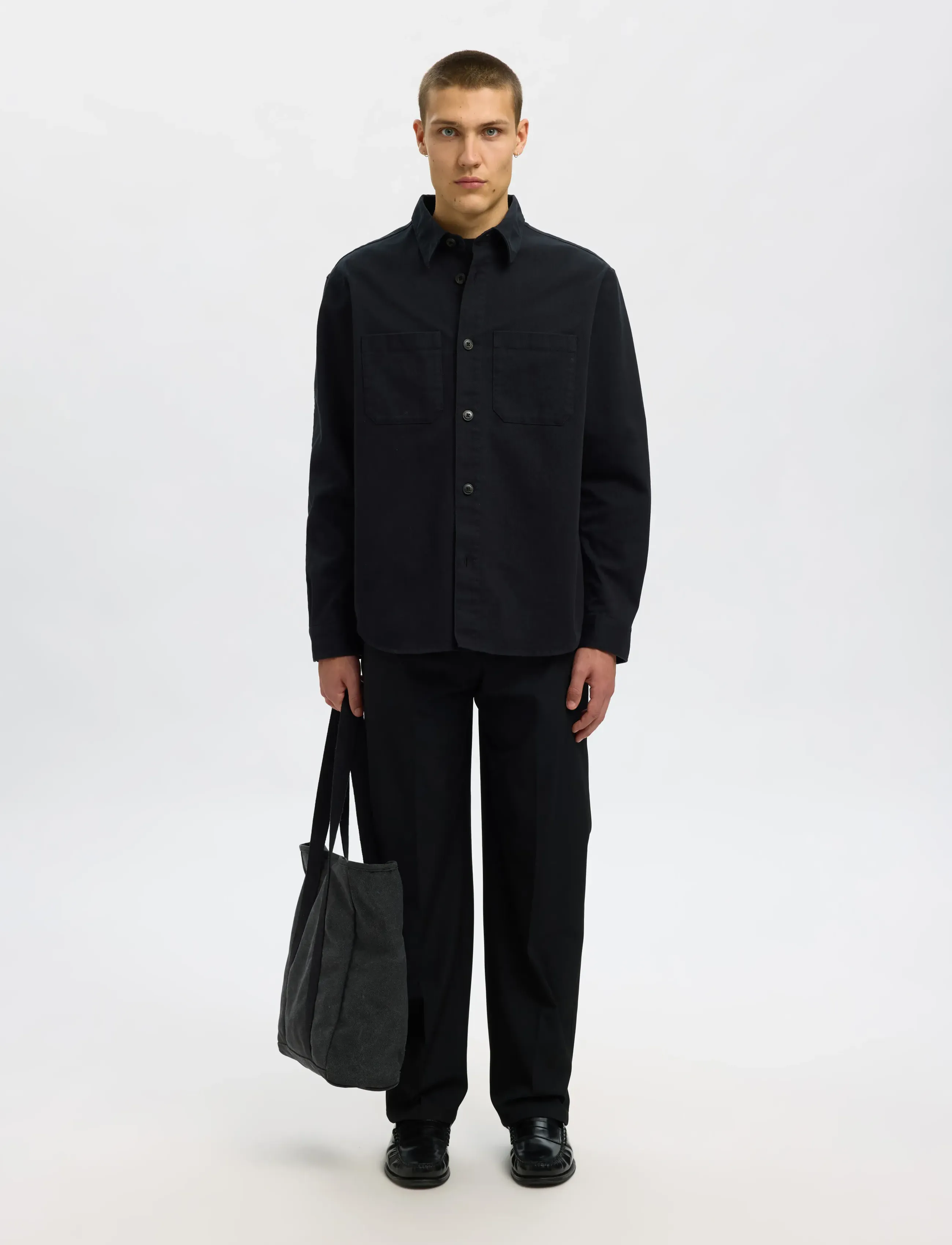 Selected - SLMTRAVIS TWILL OVERSHIRT LS NOOS - nach anlass kaufen - black - 5
