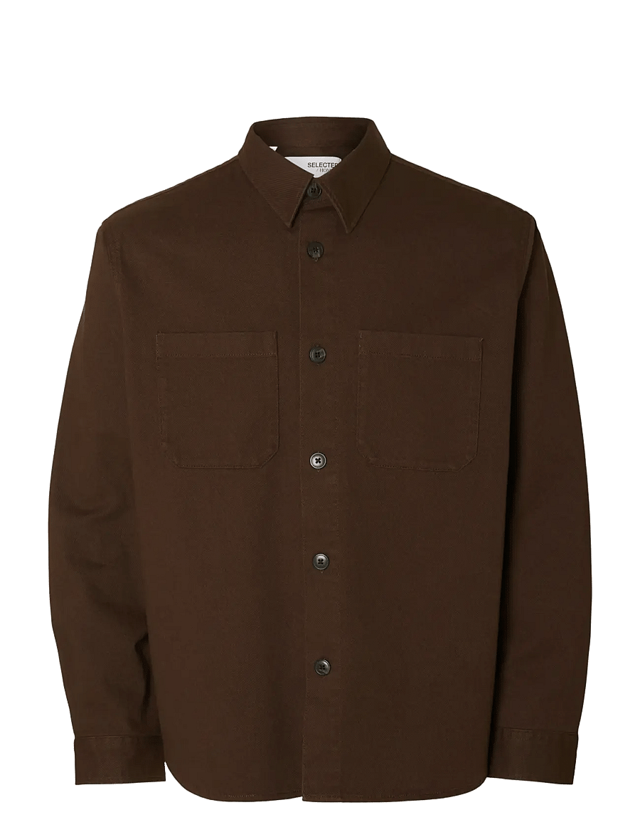 Selected - SLHTRAVIS TWILL OVERSHIRT LS NOOS - Überhemden - demitasse - 1