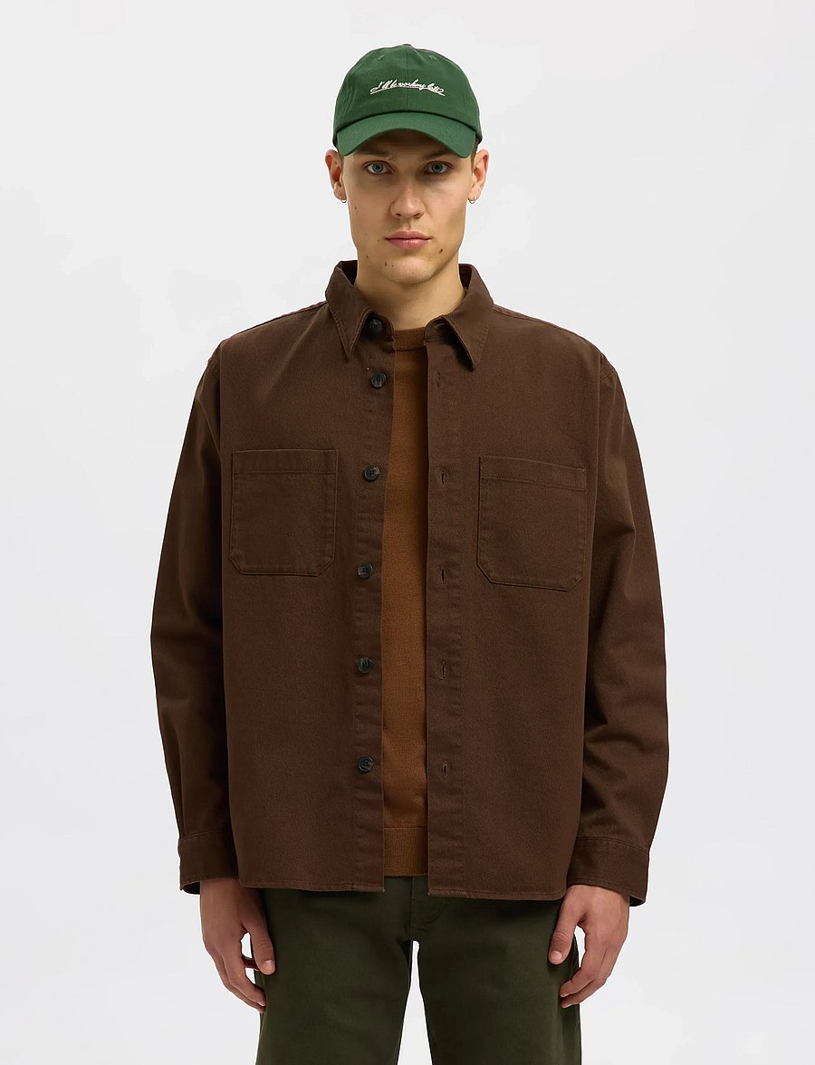 Selected - SLHTRAVIS TWILL OVERSHIRT LS NOOS - Überhemden - demitasse - 0