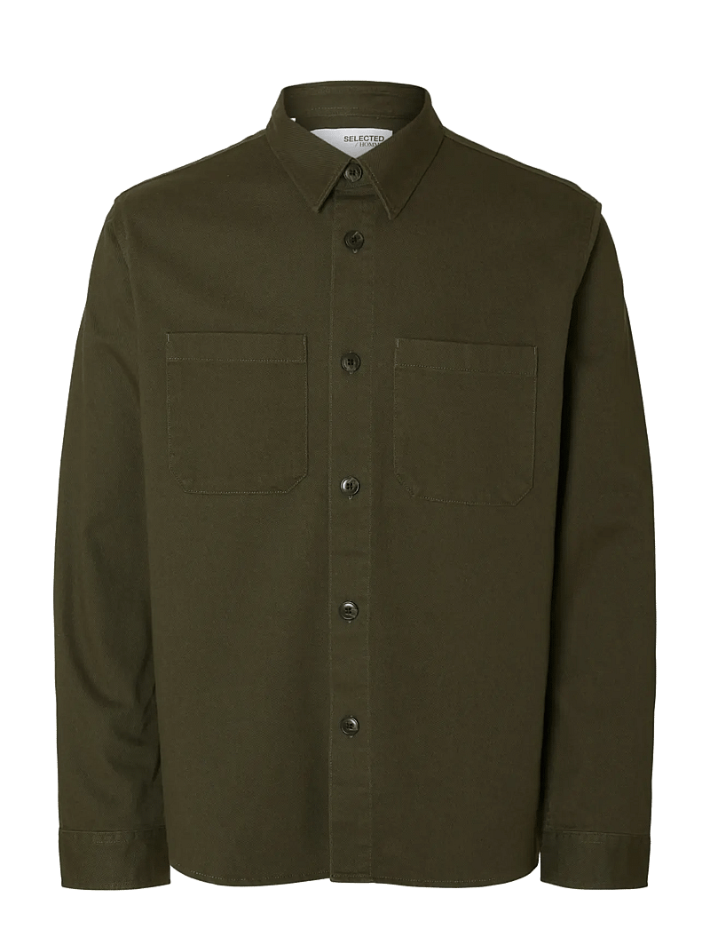 Selected - SLHTRAVIS TWILL OVERSHIRT LS NOOS - kollektionen - forest night - 1
