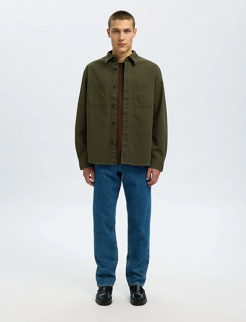 Selected - SLHTRAVIS TWILL OVERSHIRT LS NOOS - kollektionen - forest night - 0