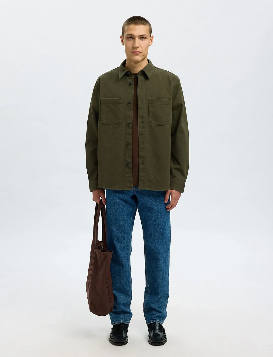 Selected - SLHTRAVIS TWILL OVERSHIRT LS NOOS - Überhemden - forest night - 3