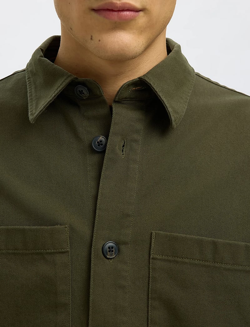 Selected - SLHTRAVIS TWILL OVERSHIRT LS NOOS - kollektionen - forest night - 4