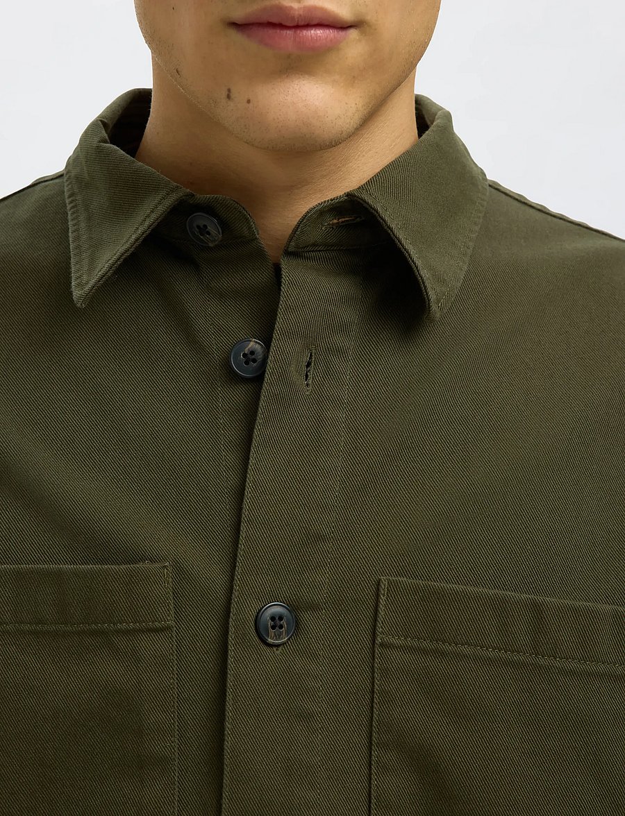 Selected - SLHTRAVIS TWILL OVERSHIRT LS NOOS - Überhemden - forest night - 4