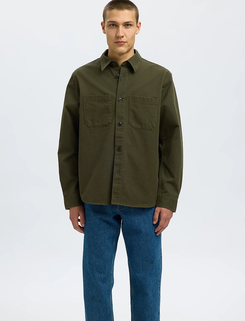 Selected - SLHTRAVIS TWILL OVERSHIRT LS NOOS - kollektionen - forest night - 5
