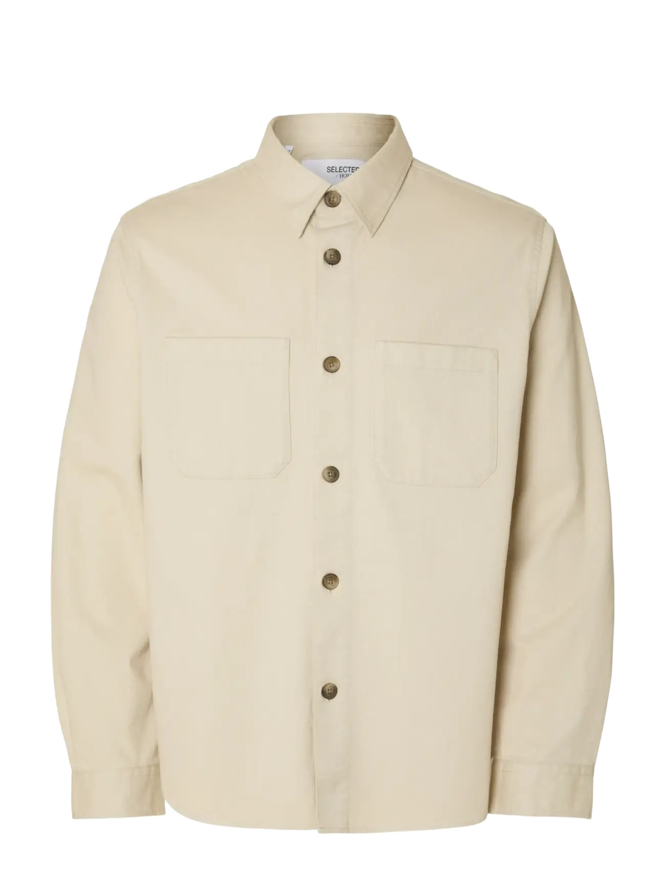 Selected SLMTRAVIS TWILL OVERSHIRT LS NOOS - 4 for 3 - OATMEAL / cream