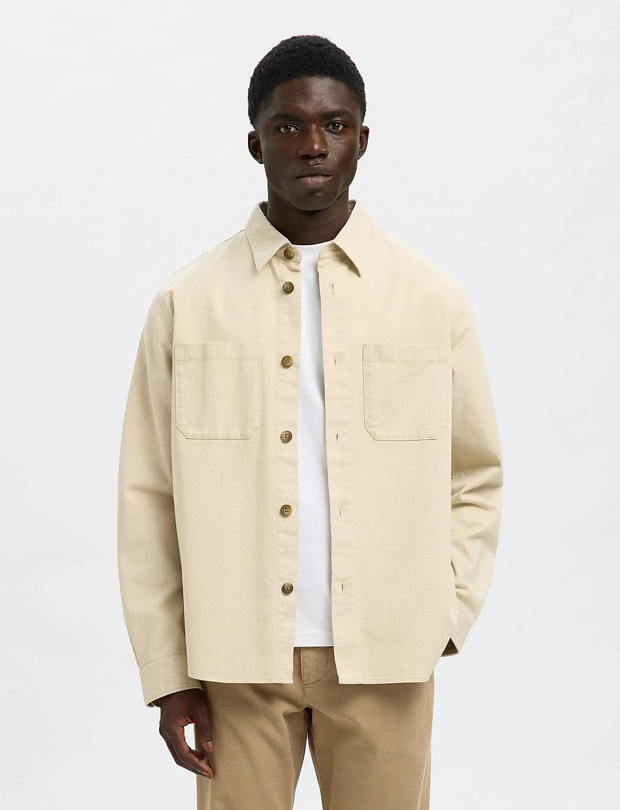 Selected - SLHTRAVIS TWILL OVERSHIRT LS NOOS - shoppa efter tillfälle - oatmeal - 0
