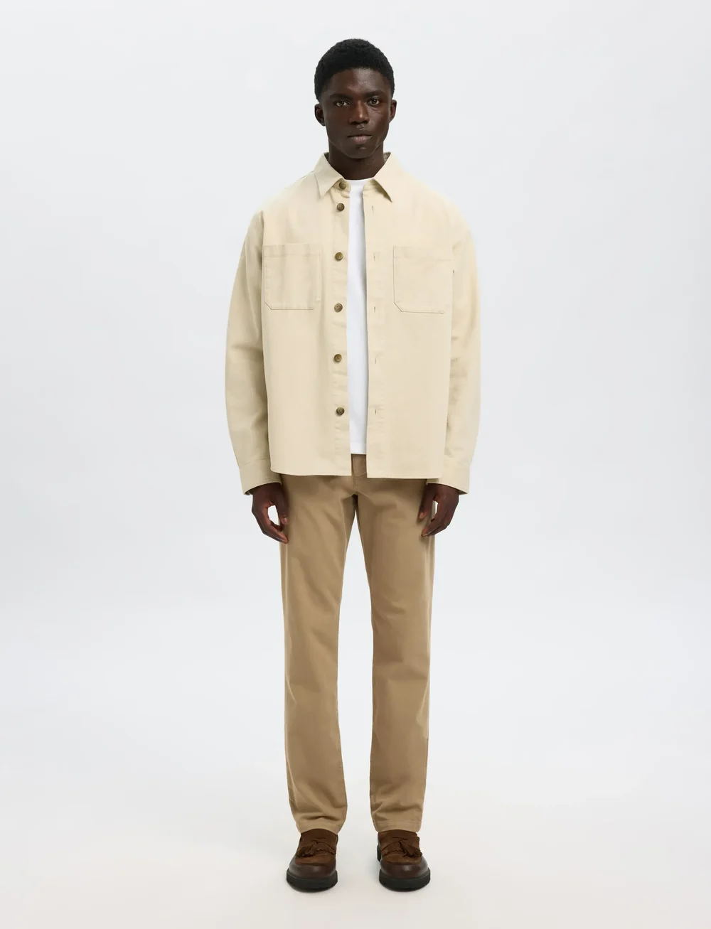 Selected - SLHTRAVIS TWILL OVERSHIRT LS NOOS - kollektioner - oatmeal - 3