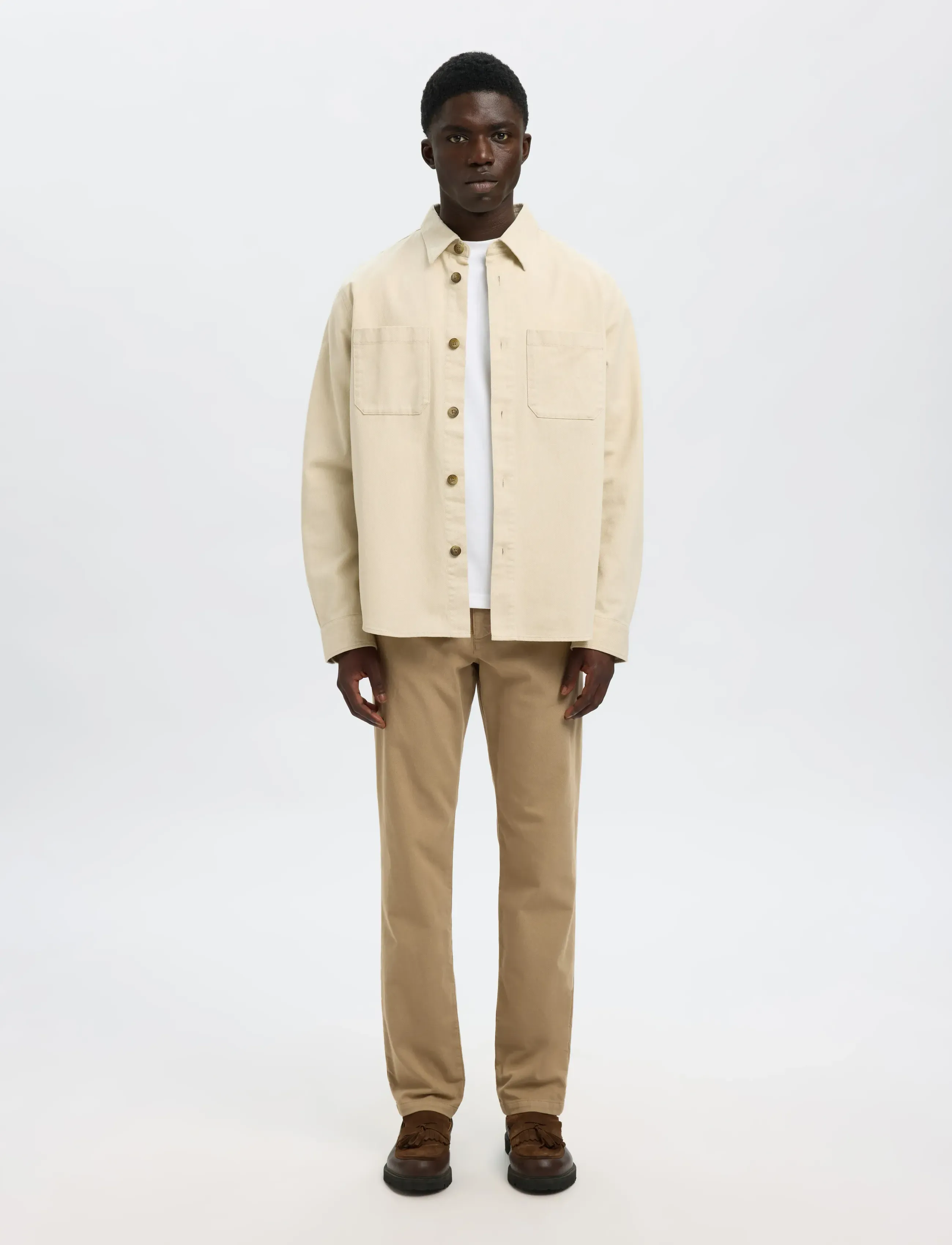 Selected - SLMTRAVIS TWILL OVERSHIRT LS NOOS - shop by occasion - oatmeal - 3