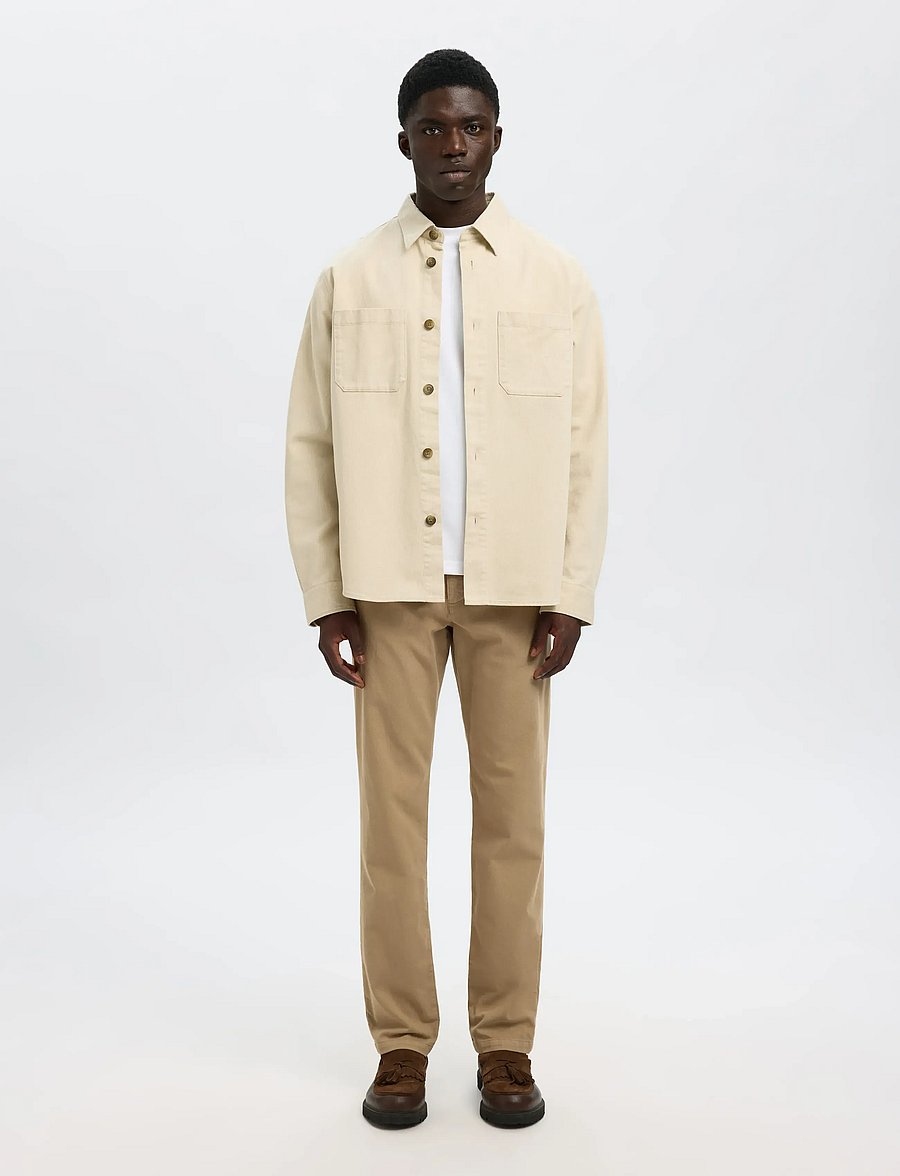 Selected - SLHTRAVIS TWILL OVERSHIRT LS NOOS - shoppa efter tillfälle - oatmeal - 3