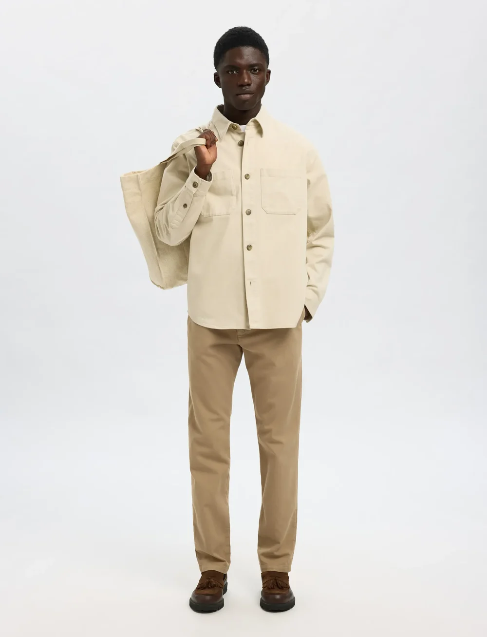 Selected - SLHTRAVIS TWILL OVERSHIRT LS NOOS - kollektioner - oatmeal - 4