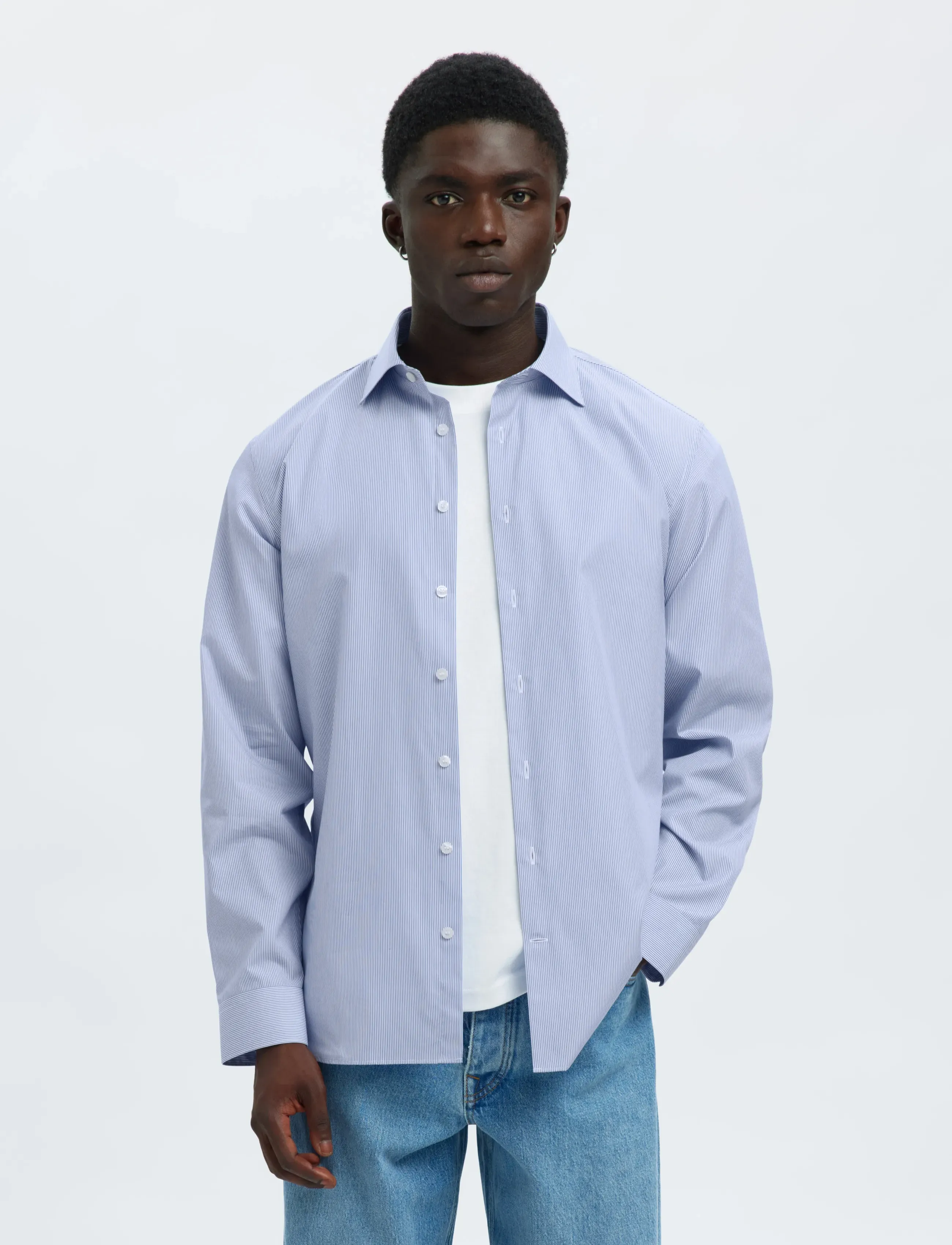 Selected - SLHSLIM-LUX POPLIN MIX SHIRT LS NOOS - casual hemden - bright white - 0