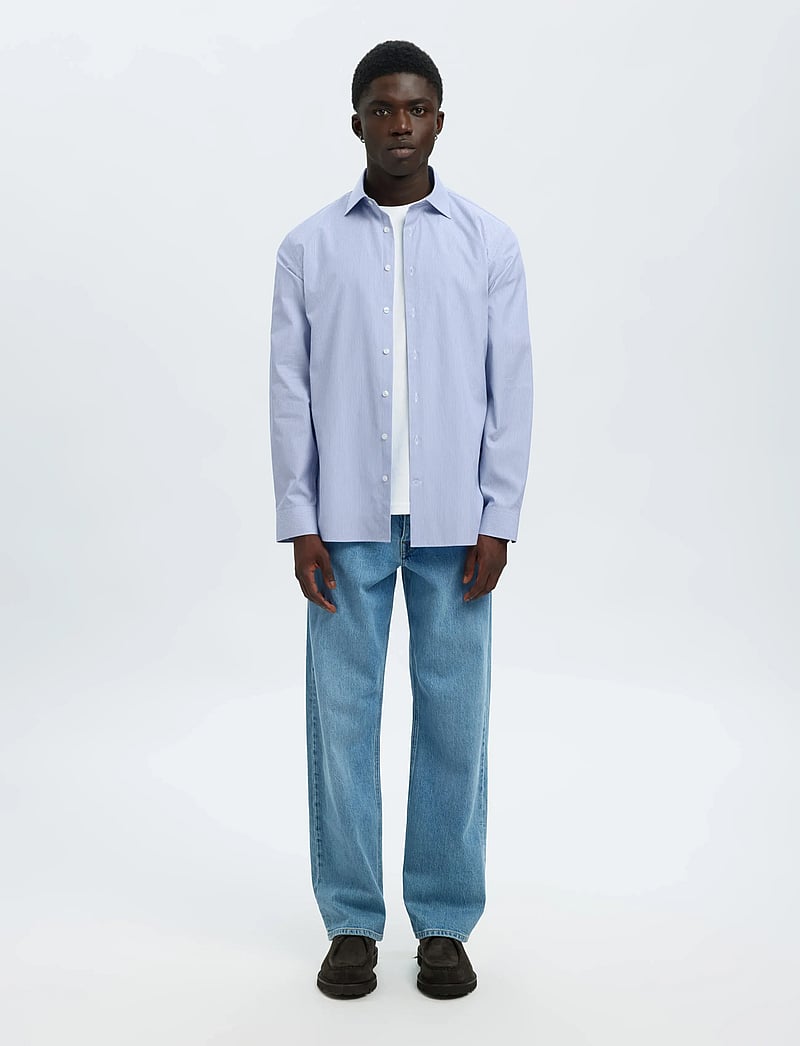 Selected - SLHSLIM-LUX POPLIN MIX SHIRT LS NOOS - casual hemden - bright white - 3