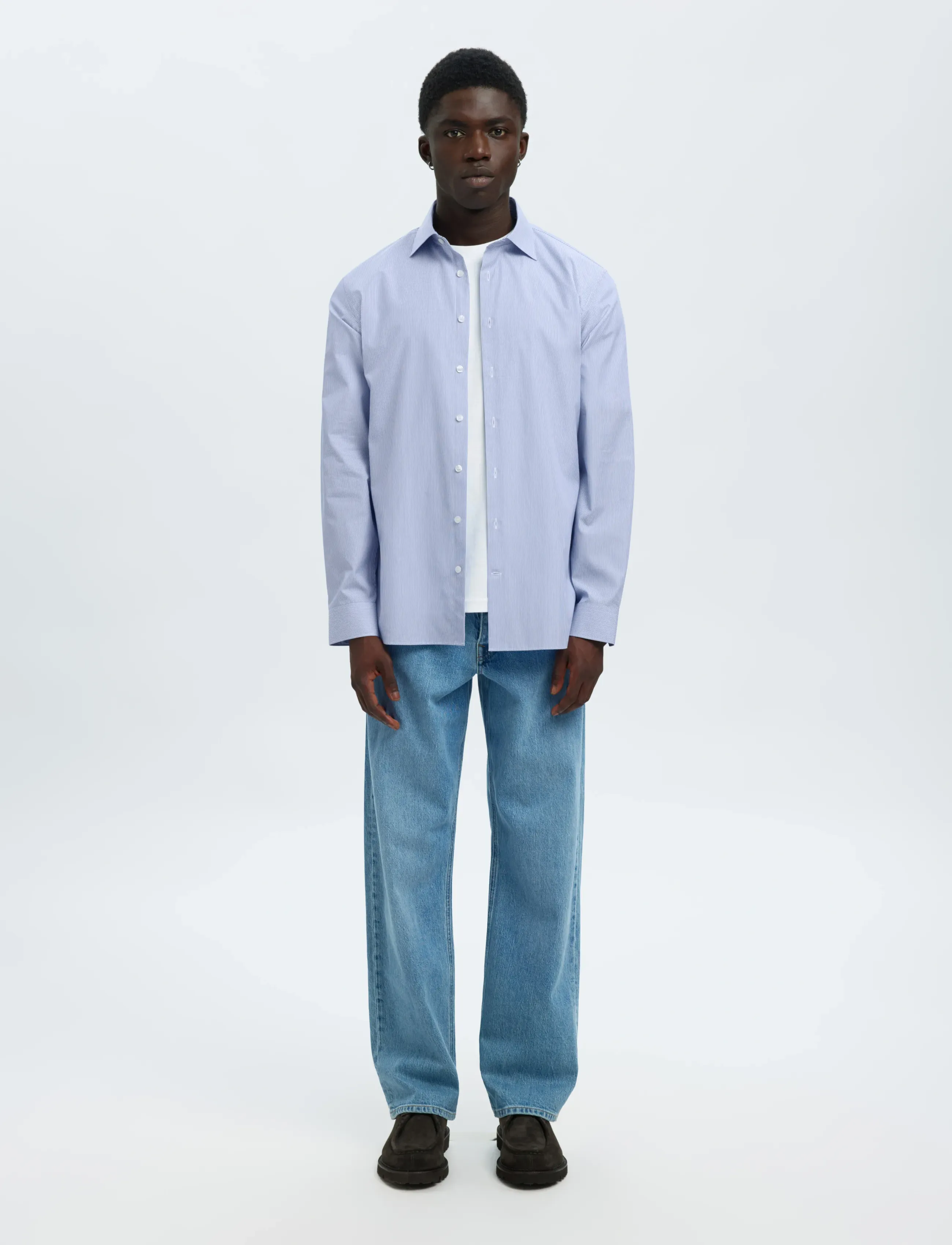 Selected - SLHSLIM-LUX POPLIN MIX SHIRT LS NOOS - casual hemden - bright white - 3