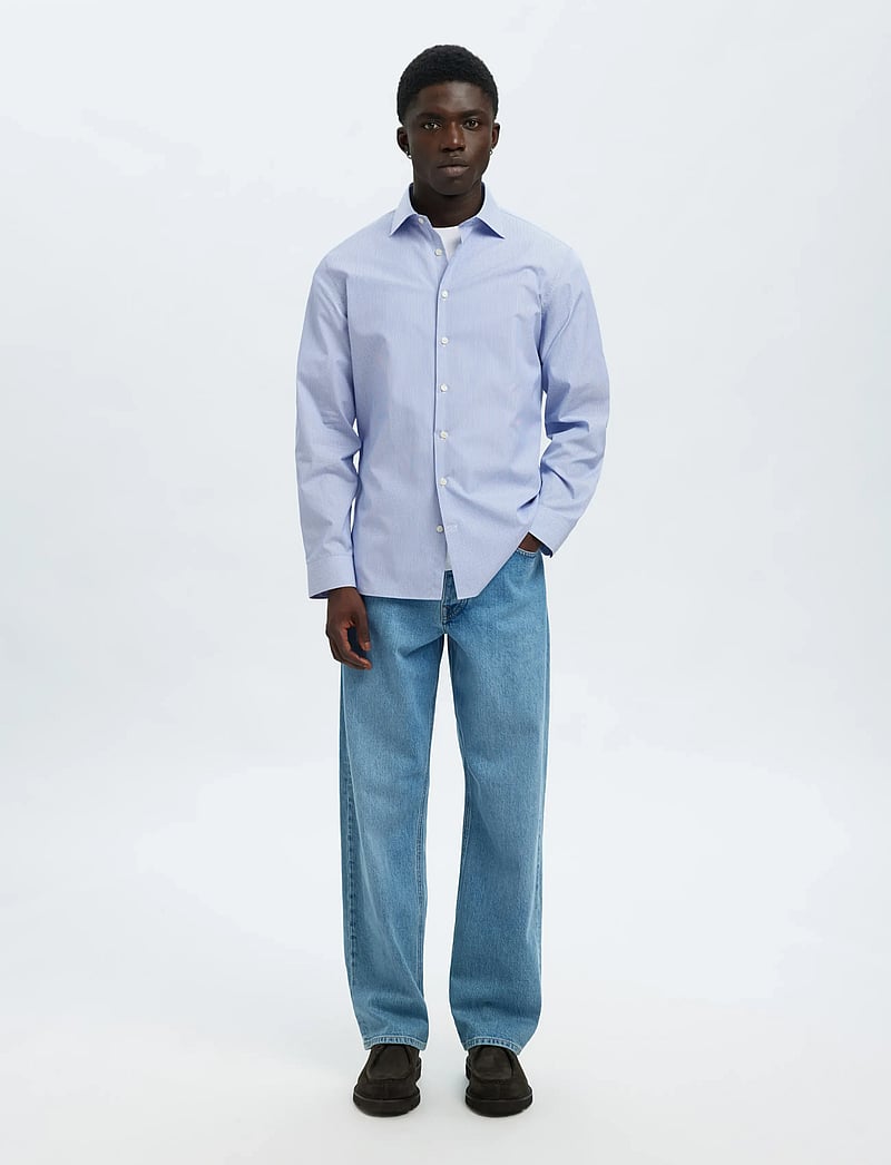 Selected - SLHSLIM-LUX POPLIN MIX SHIRT LS NOOS - casual hemden - bright white - 5
