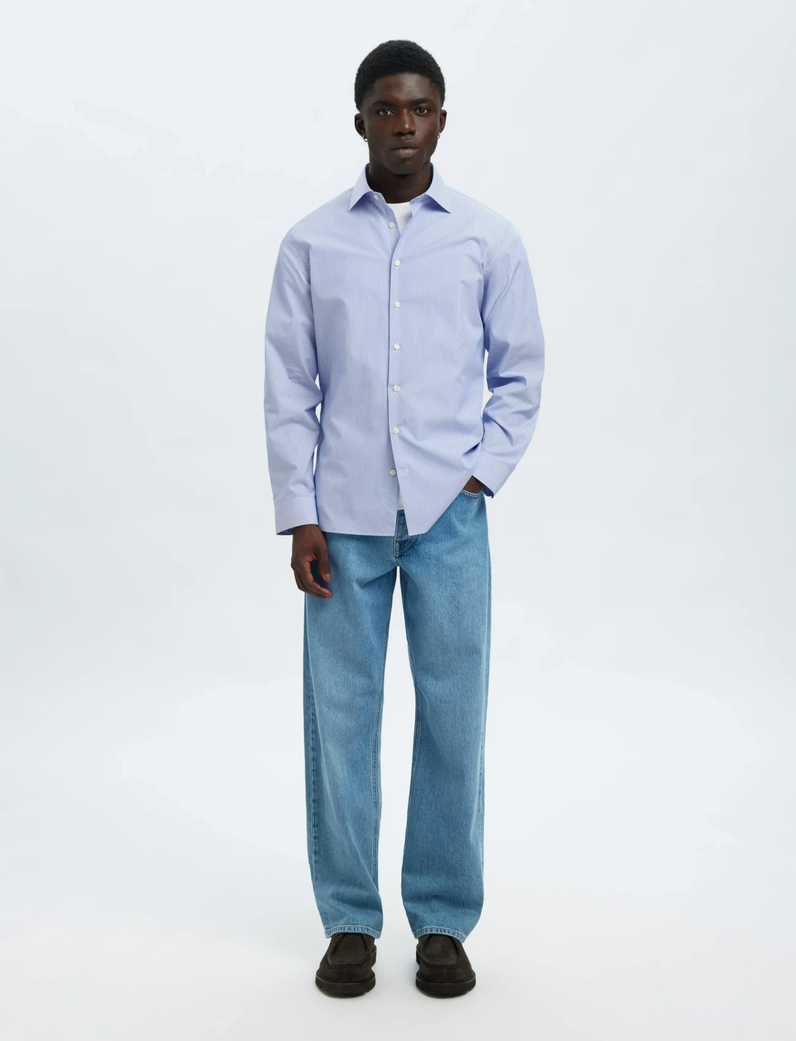 Selected - SLHSLIM-LUX POPLIN MIX SHIRT LS NOOS - casual hemden - bright white - 5