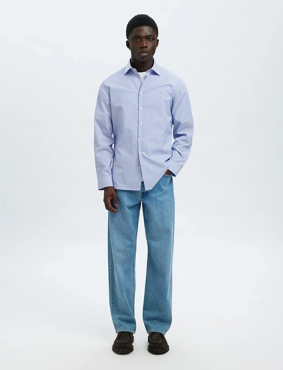 Selected - SLHSLIM-LUX POPLIN MIX SHIRT LS NOOS - casual hemden - bright white - 5