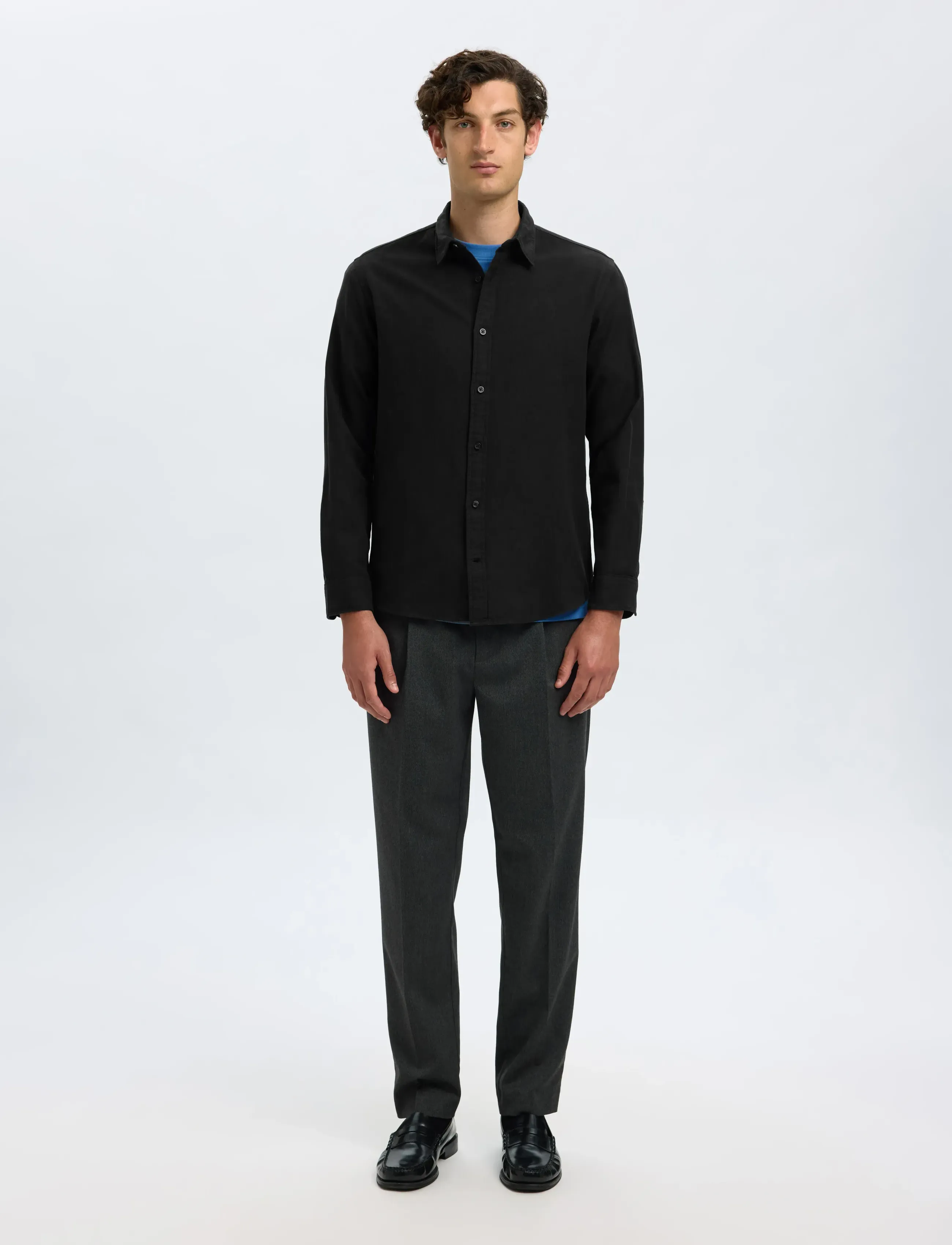 Selected - SLMREGCLAUS NOAH BRUSH TWIST SHT LS NOOS - flanellskjortor - black - 3