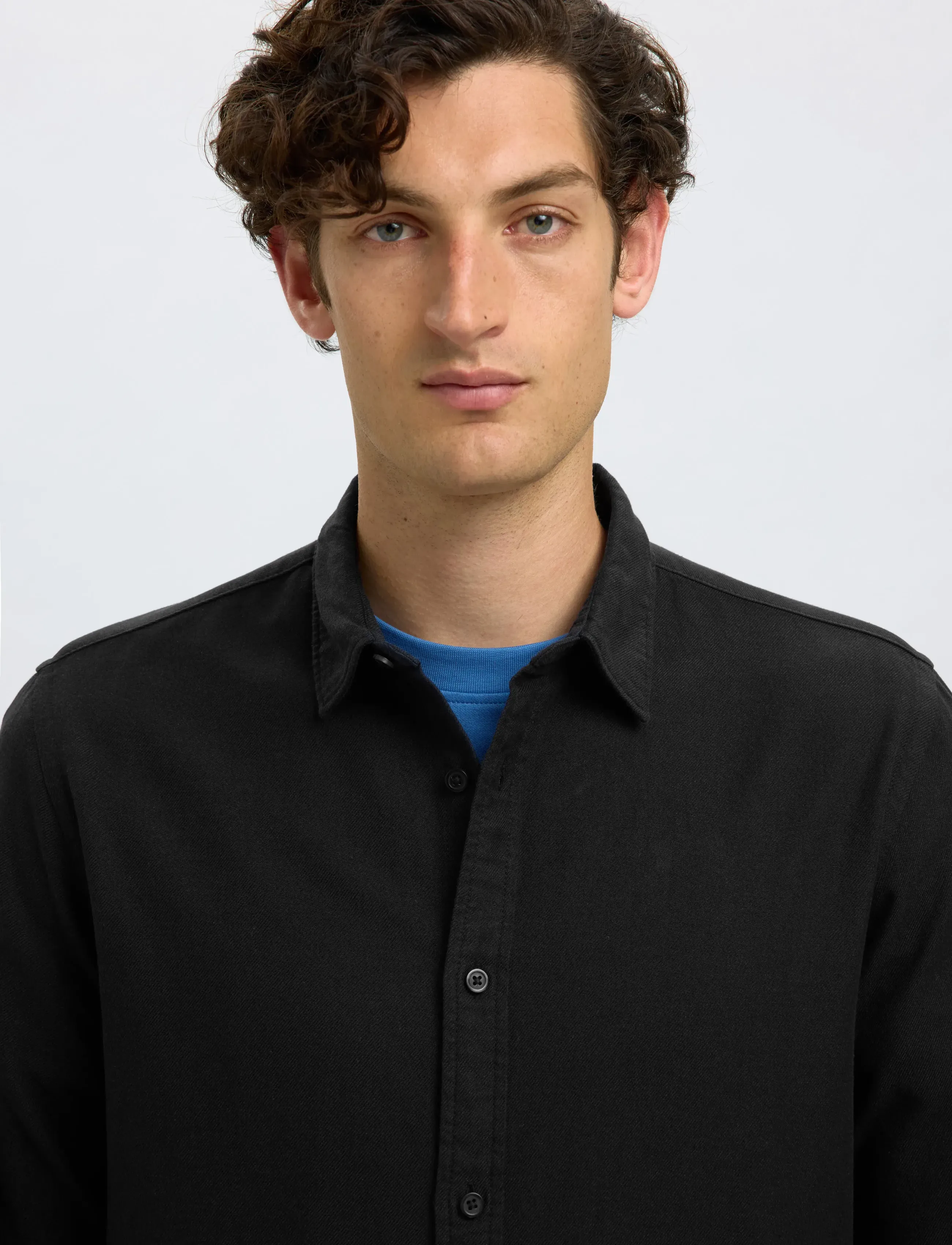 Selected - SLMREGCLAUS NOAH BRUSH TWIST SHT LS NOOS - flanellskjortor - black - 4