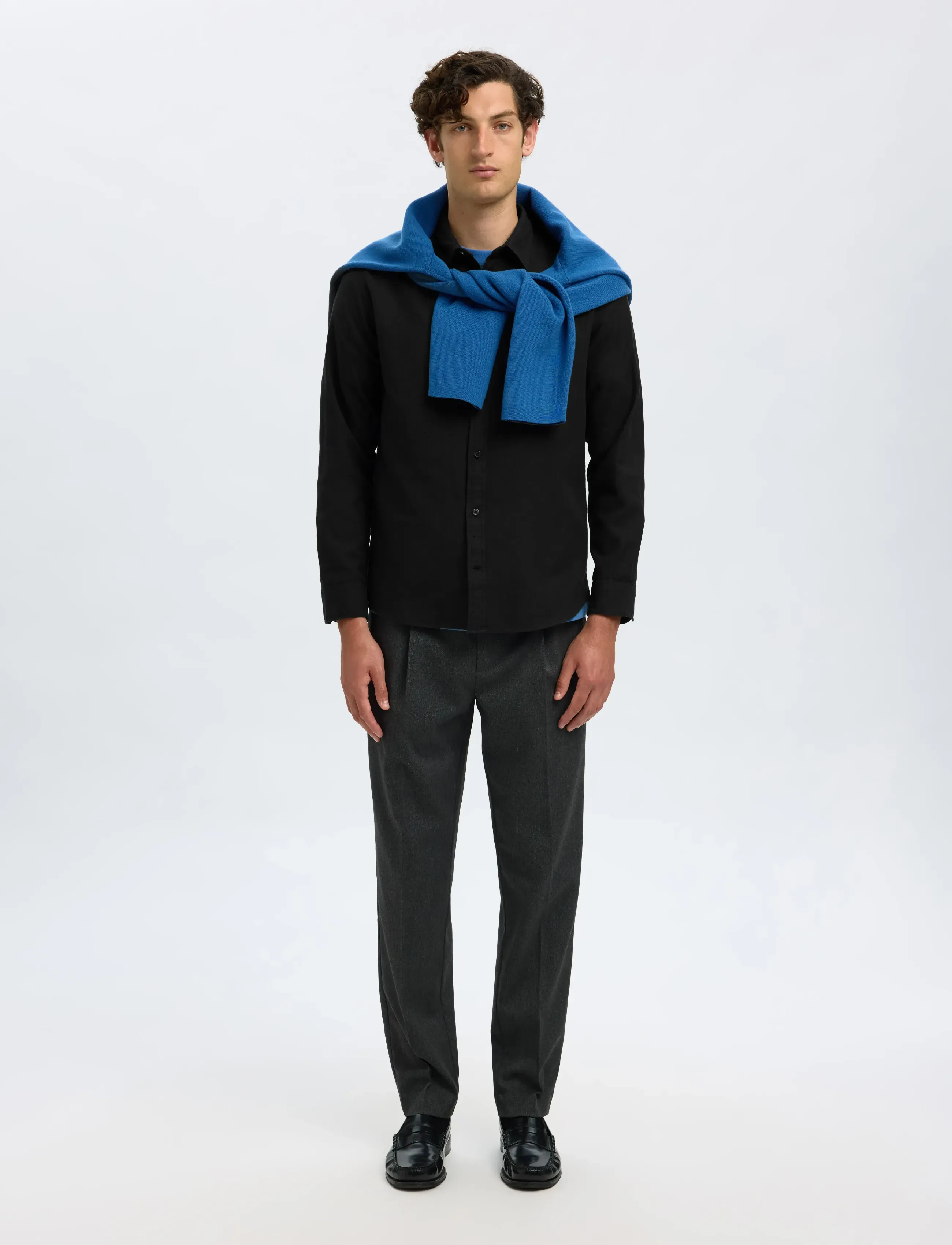 Selected - SLMREGCLAUS NOAH BRUSH TWIST SHT LS NOOS - flanellskjortor - black - 5