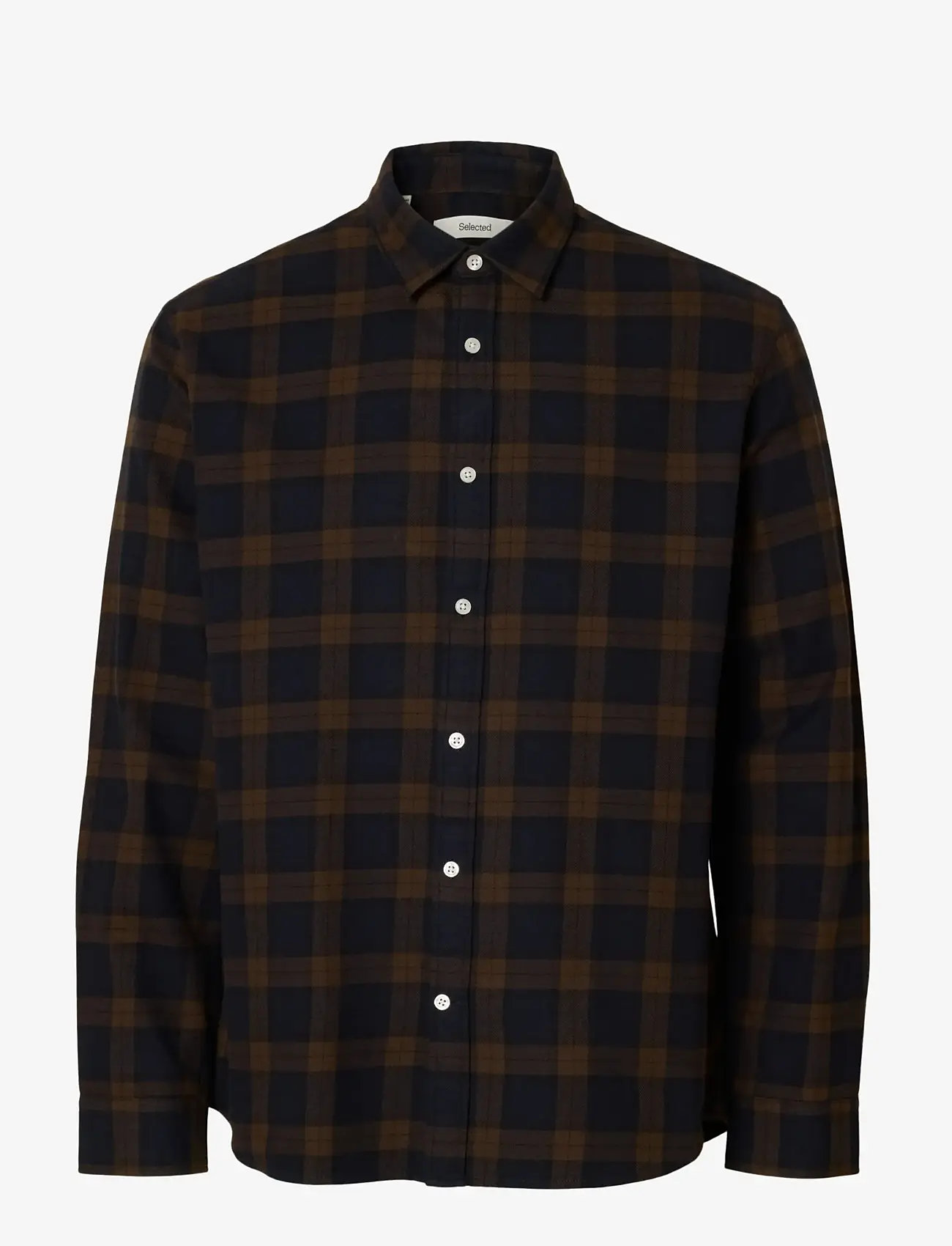 Selected - SLMREGCLAUS NOAH BRUSH TWIST SHT LS NOOS - flanell-hemden - demitasse - 1