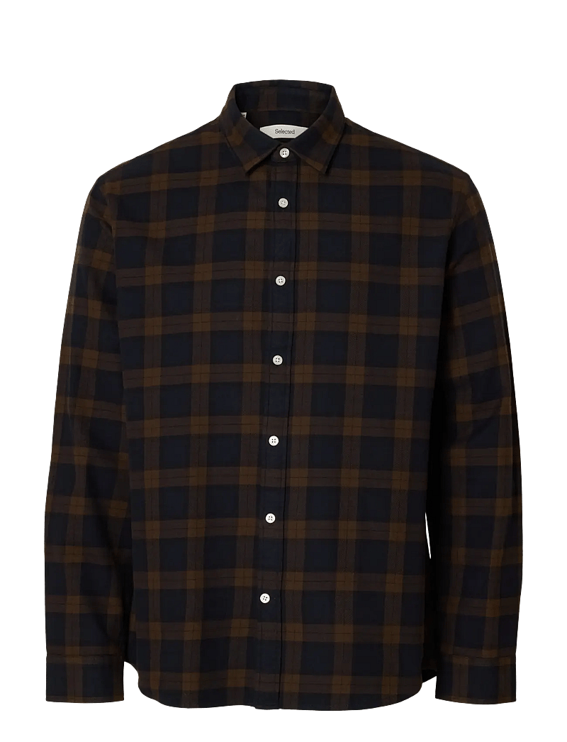 Selected - SLMREGCLAUS NOAH BRUSH TWIST SHT LS NOOS - flanell-hemden - demitasse - 1
