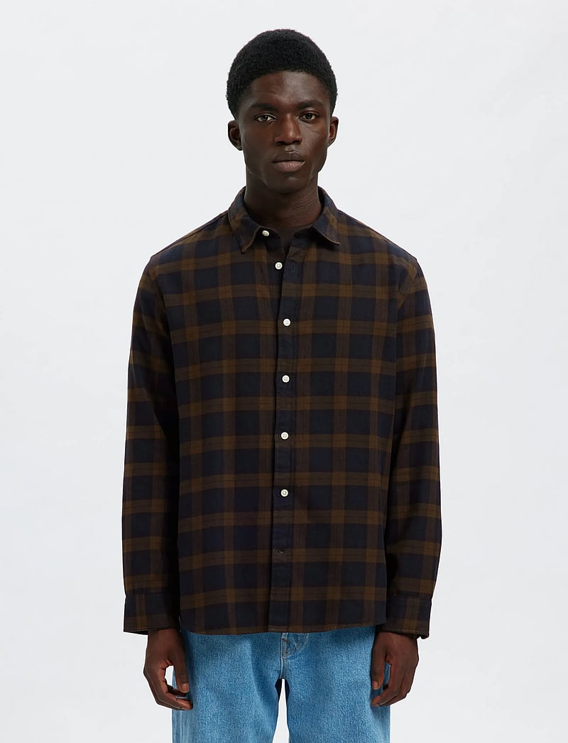 Selected - SLMREGCLAUS NOAH BRUSH TWIST SHT LS NOOS - flanell-hemden - demitasse - 0