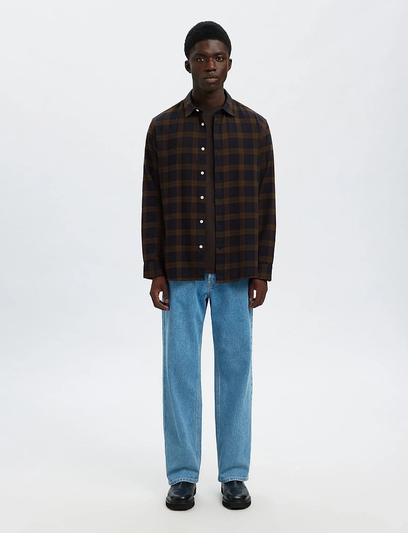 Selected - SLMREGCLAUS NOAH BRUSH TWIST SHT LS NOOS - flanell-hemden - demitasse - 3