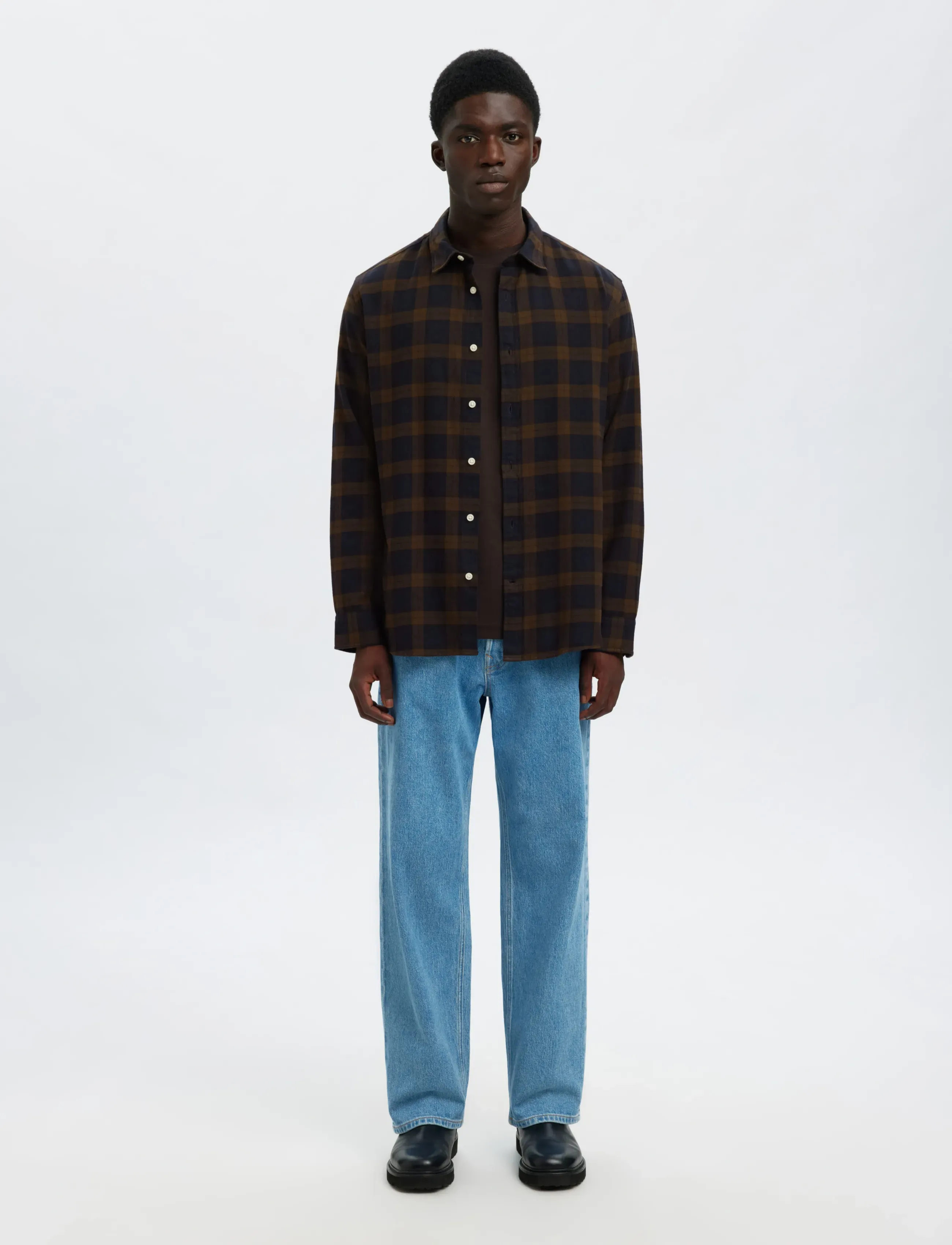 Selected - SLMREGCLAUS NOAH BRUSH TWIST SHT LS NOOS - flanellskjortor - demitasse - 3