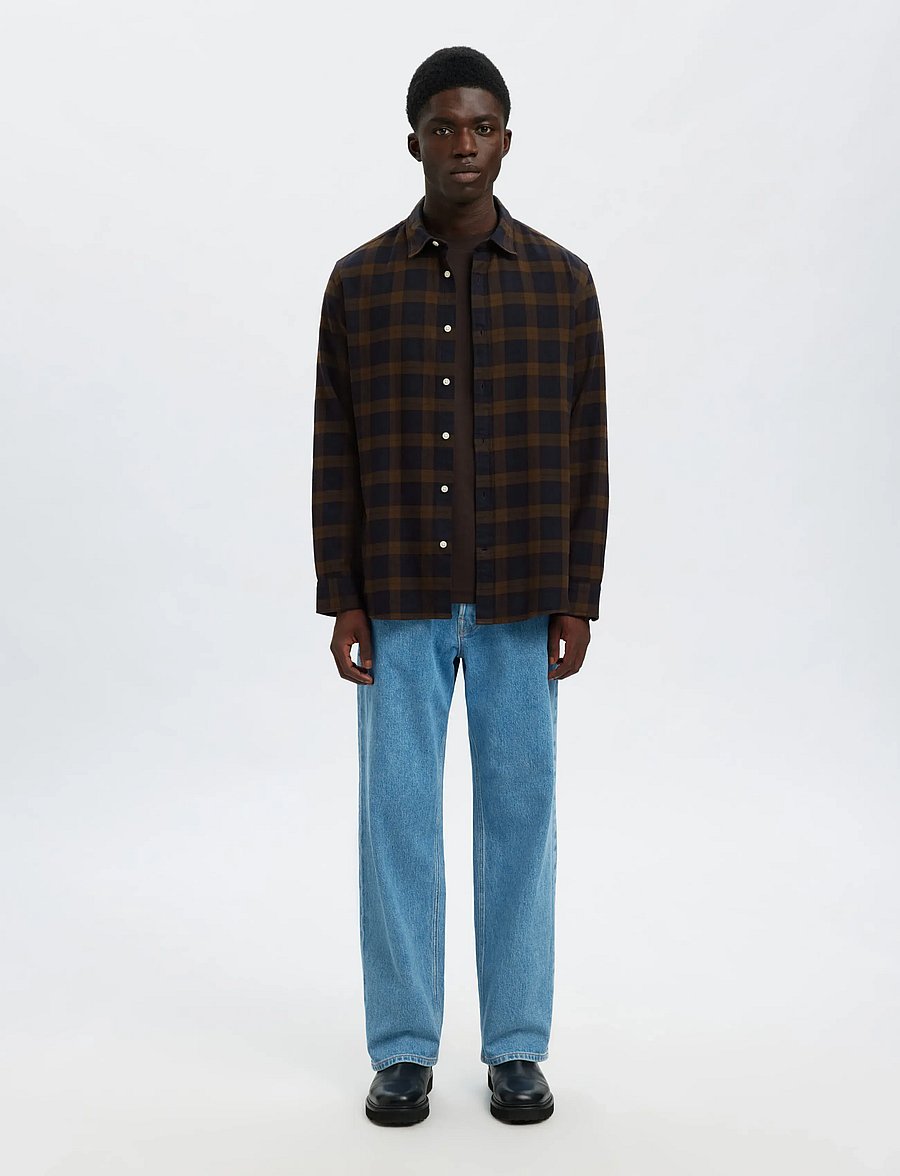 Selected - SLMREGCLAUS NOAH BRUSH TWIST SHT LS NOOS - flannel shirts - demitasse - 3