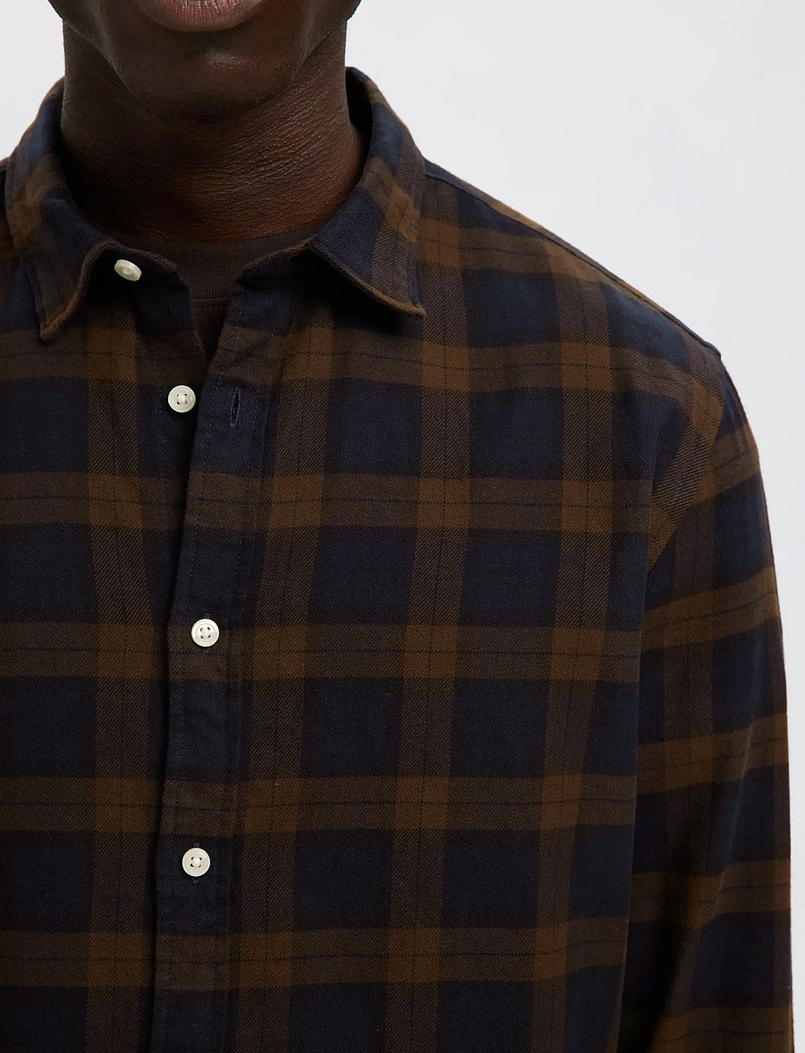 Selected - SLMREGCLAUS NOAH BRUSH TWIST SHT LS NOOS - flannel shirts - demitasse - 4